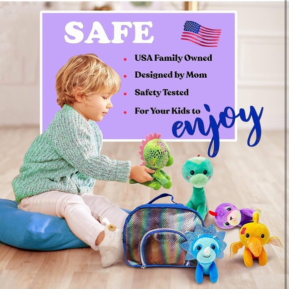 Plush Dinosaur Stuffed Animal with Carrying Case for Boys and Girls - Set of 5 C - Picture 5 of 8